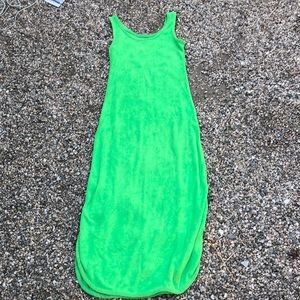 SEXXY LADY VTG Lime Green Terry Cloth Dress or Coverup, SZ S
